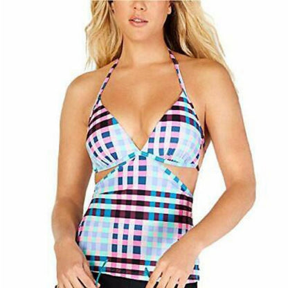 Hula Honey Check It Out Cutout Molded Cup Tankini Top Nylon medium NWT