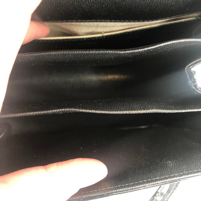 Vintage Lewis Women Handbag Purse Shiny Patent Leather 3 Compartment Black OS