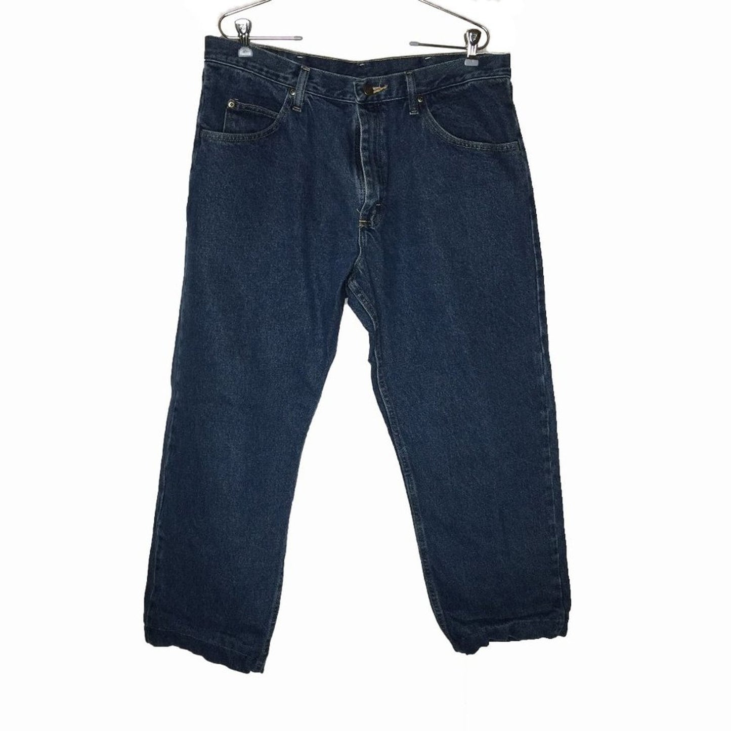Wrangler Loose Fit Straight Leg Jeans Size 36" x 27" Denim Dark Wash HEMMED