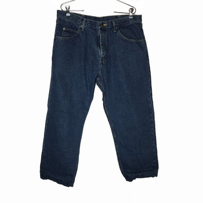 Wrangler Loose Fit Straight Leg Jeans Size 36" x 27" Denim Dark Wash HEMMED