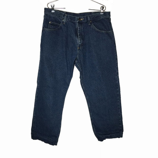 Wrangler Loose Fit Straight Leg Jeans Size 36" x 27" Denim Dark Wash HEMMED
