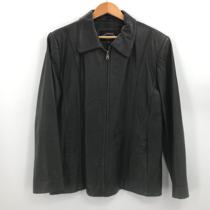 Fourteen Zero Long Sleeve Front Full Zip Genuine Leather Jacket Black XL