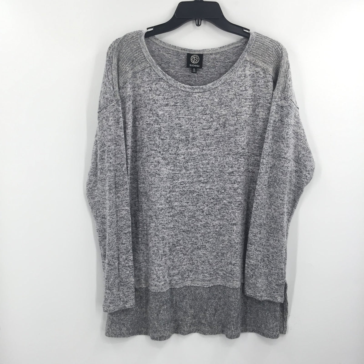 Bobeau Layered Look Tunic Sweater Ribbed Hem Long Sleeve Dew Nightfall X-Large