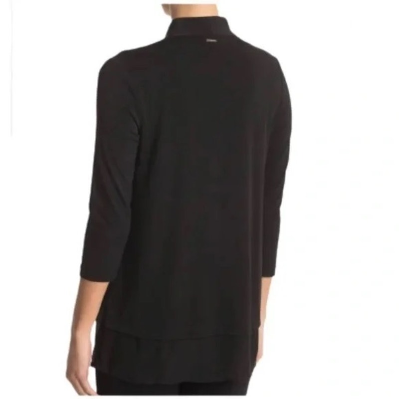T Tahari NWT Open Front Cardigan Black Sheer Hem Size 1X