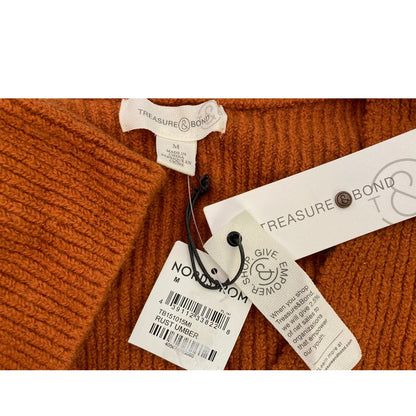 Treasure & Bond Long Flared Sleeve V-Neck Cozy Sweater Sz Medium in Rust NWT
