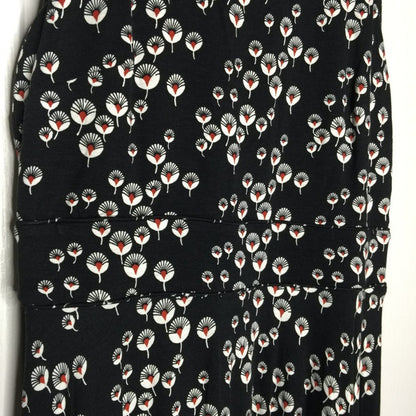 Ann Taylor Loft Tank Dress Back Zip Boat Neck Floral Black / White Size 4 Casual
