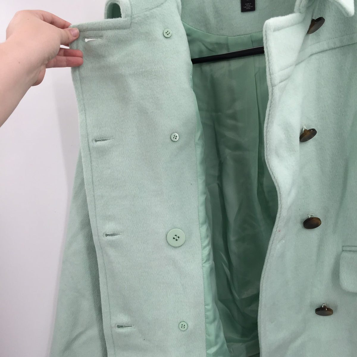 Halogen Atlantic-Pacific Double Breasted Wool Coat Jacket Solid Green SZ X-Large