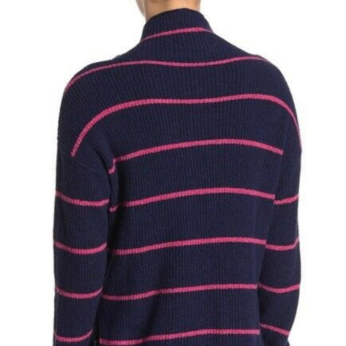NWT Abound Mock Neck Pullover Sweater Ribbed Knit XX-Large Blue Pink Striped