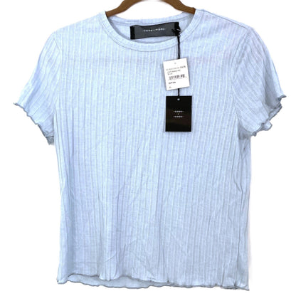 Code x Mode Lettuce Edge Crew Rib Pullover Top Size XL/Extra Large in Blue NWT