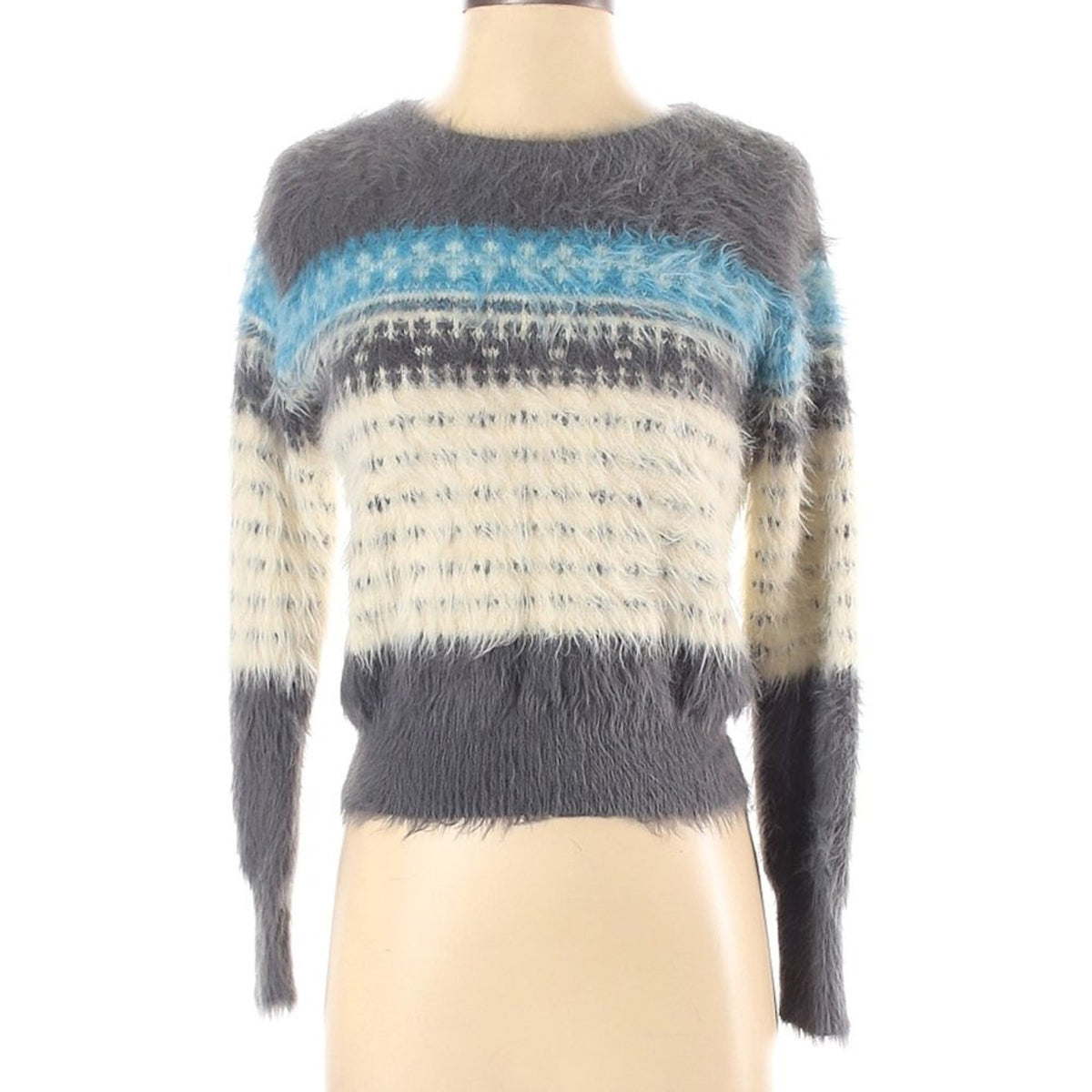 Lou & Grey Pullover Sweater Long Sleeves Striped XXS Fuzzy Long sleeve Cozy