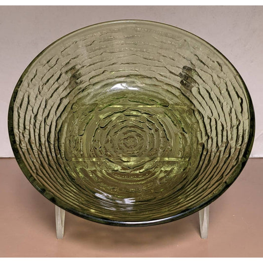 Anchor Hocking Soreno Avocado Green Pressed Glass Cereal Bowl Textured chip dip
