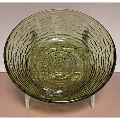 Anchor Hocking Soreno Avocado Green Pressed Glass Cereal Bowl Textured chip dip