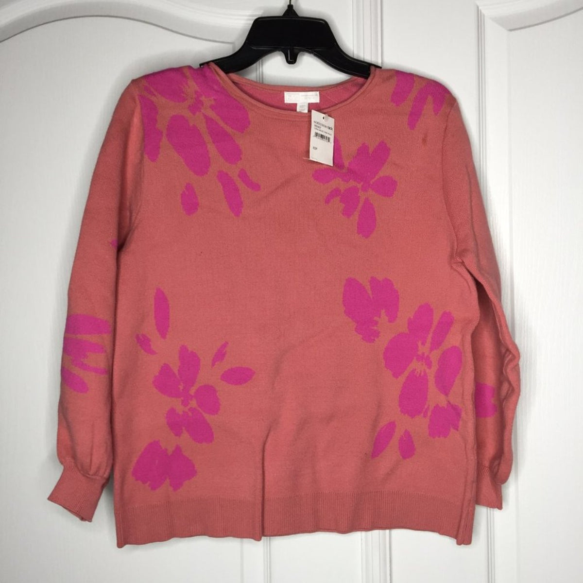 14th & Union XS Coral Pink Knit Pullover Sweater Crew Neck Extra Small Petite