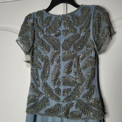 Pisarro Nights Mother of the Bride Dress Details Short Sleeve Back Zip Size 6