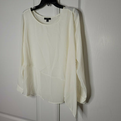 ALFANI Casual Tier Top Blouse Long Sleeve Scoop Neck Ivory Size 2 XL extra large