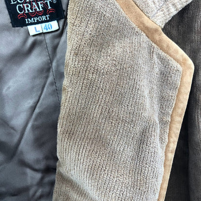 VINTAGE Brown Europe Craft Mens Coat Jacket 40 Long Wide Lapel Textured