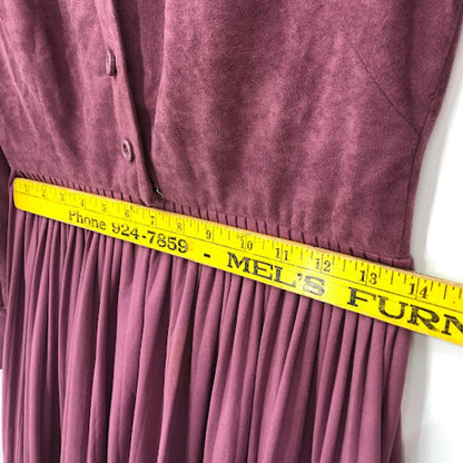 HERMAN MARCUS vintage wine/purple dress belt long sleeve M/L Fit Flare