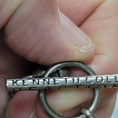 Kenneth Cole Costume Jewelry Steampunk Multi Layered Necklace Metal Tones Beaded
