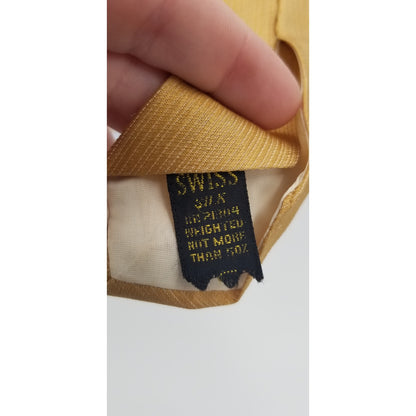 Vintage J Byrons Swiss Silk Mens Neck Tie Gold Yellow SQUARE BOTTOM WIDE