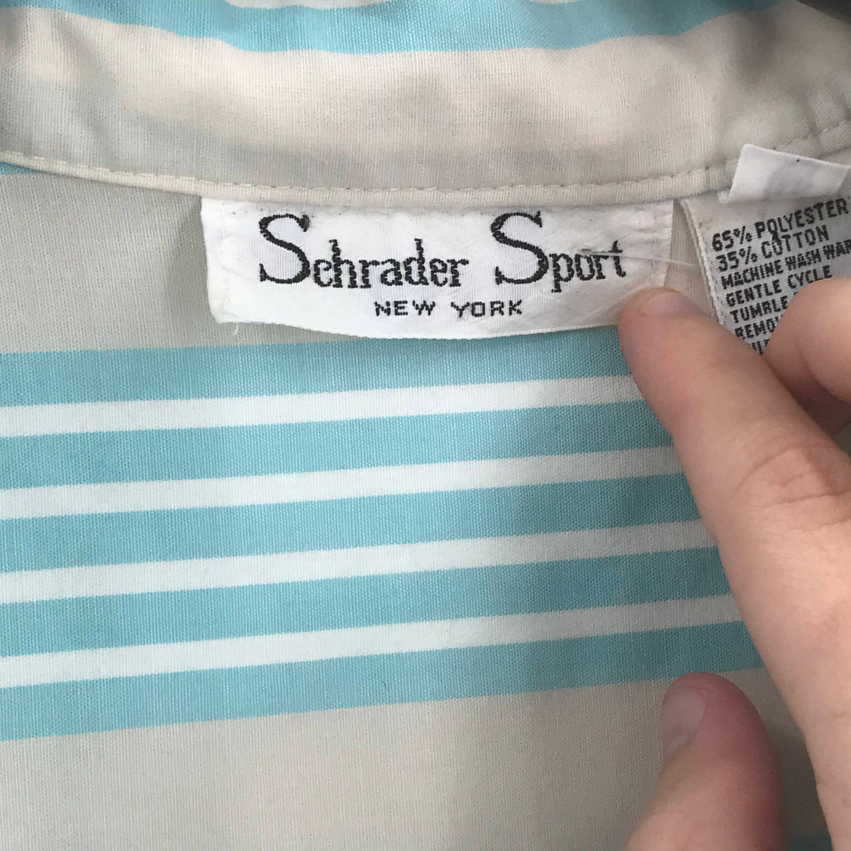 Schrader Sport Striped Blue Point Collar VINTAGE Midi Dress Modesty 18
