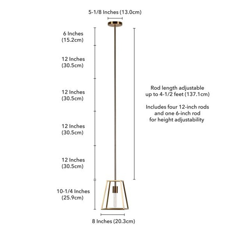 Rhom 8" Wide Open-Framed Pendant in Brass/No Shade Trapezoid