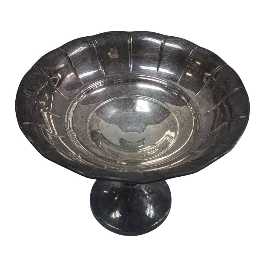 Vintage Signed Cheshire 95 Silver Plated Pedestal Dish Tarnished