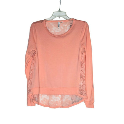 Others Follow Lace Patchwork Back T-Shirt Tops Long Sleeve Crew Neck Size Medium