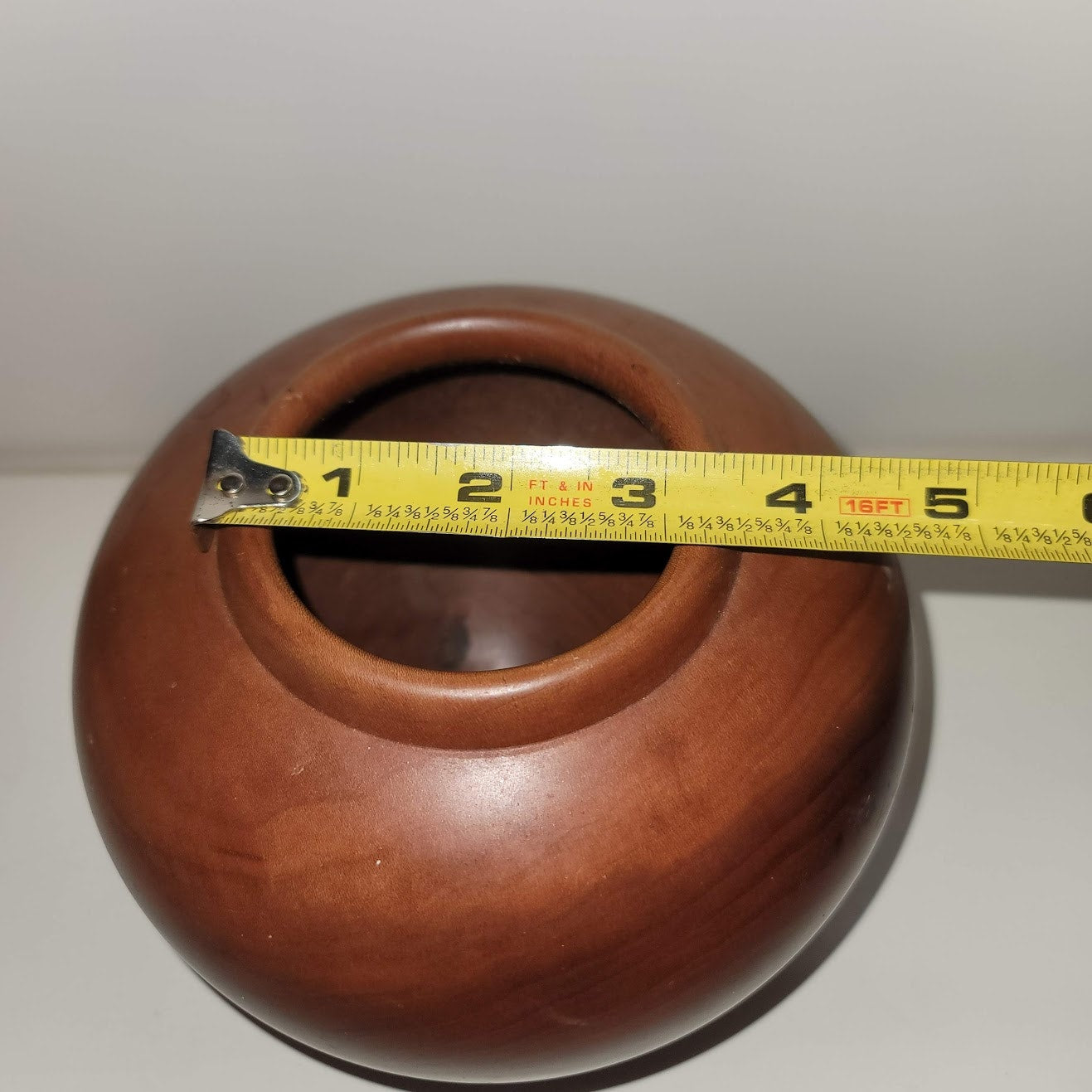Vintage Hand turned wood vase round signed ALBERT GREGORY Black Cherry