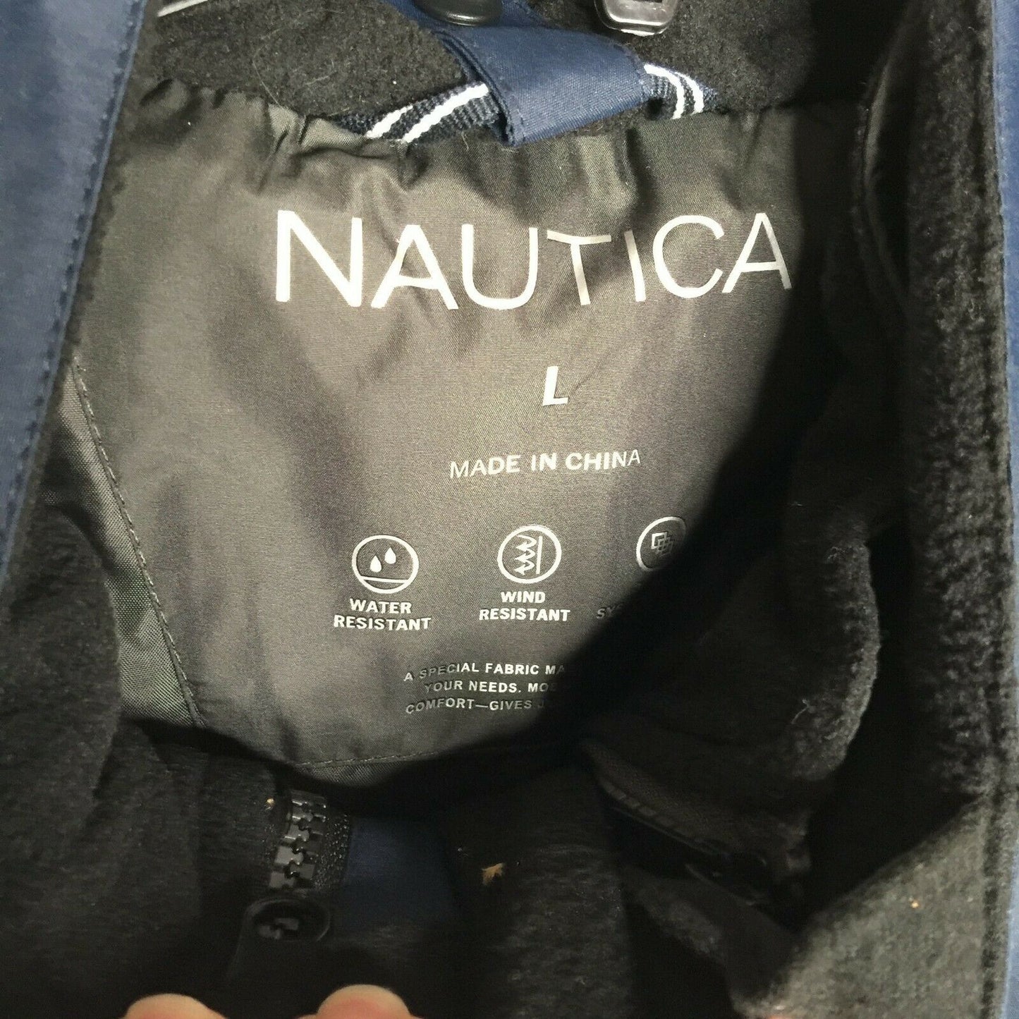 Nautica Shell & Quilted Liner Hooded Jacket Long Sleeves Water-Resistant Large