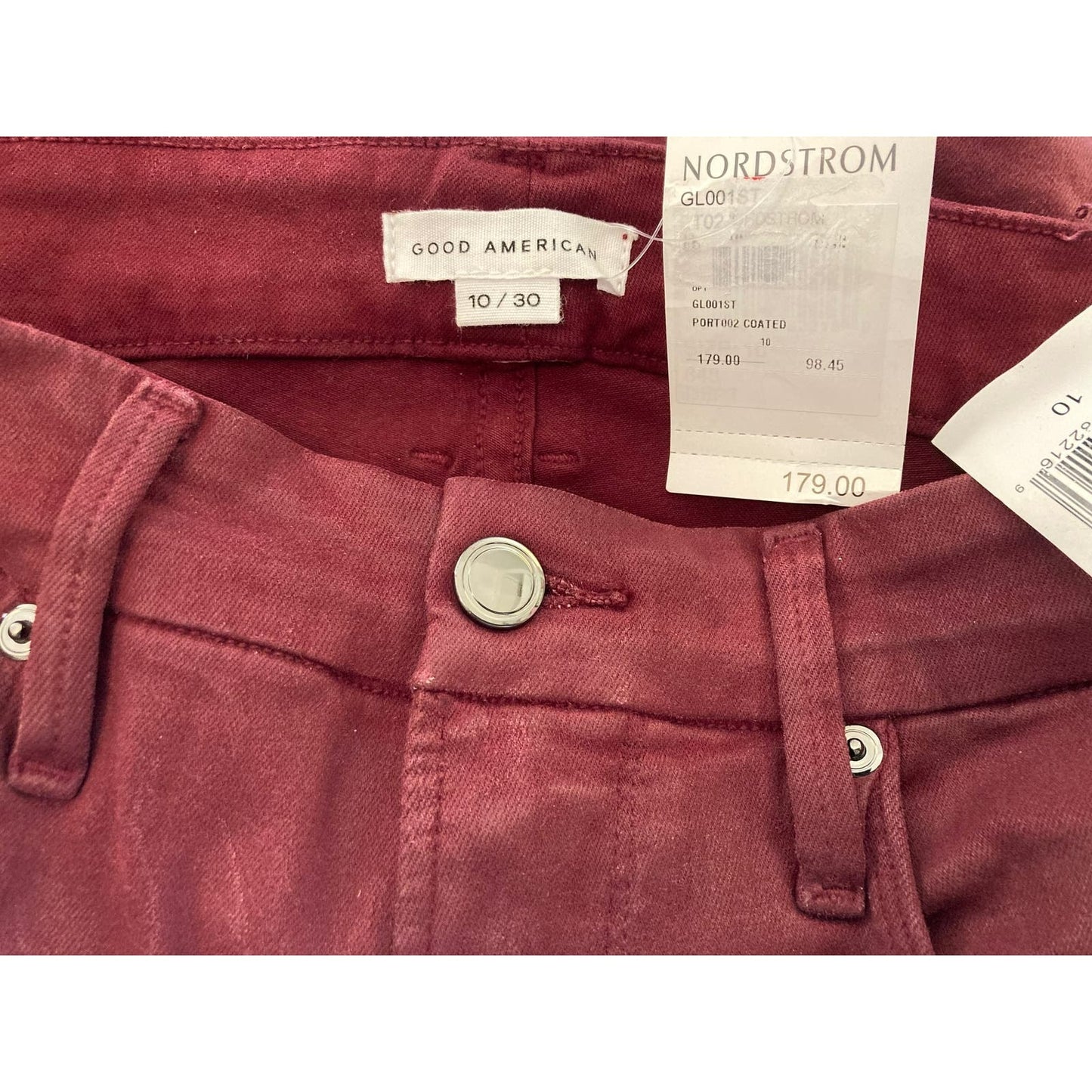 Good American Skinny Sculpting Super Stretch Jeans Sz 10/30 in Burgundy NWT
