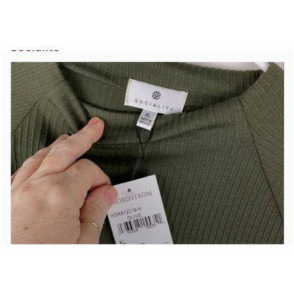 Socialite Dress Mini Ribbed Olive Green Womens Size extra large comfortable