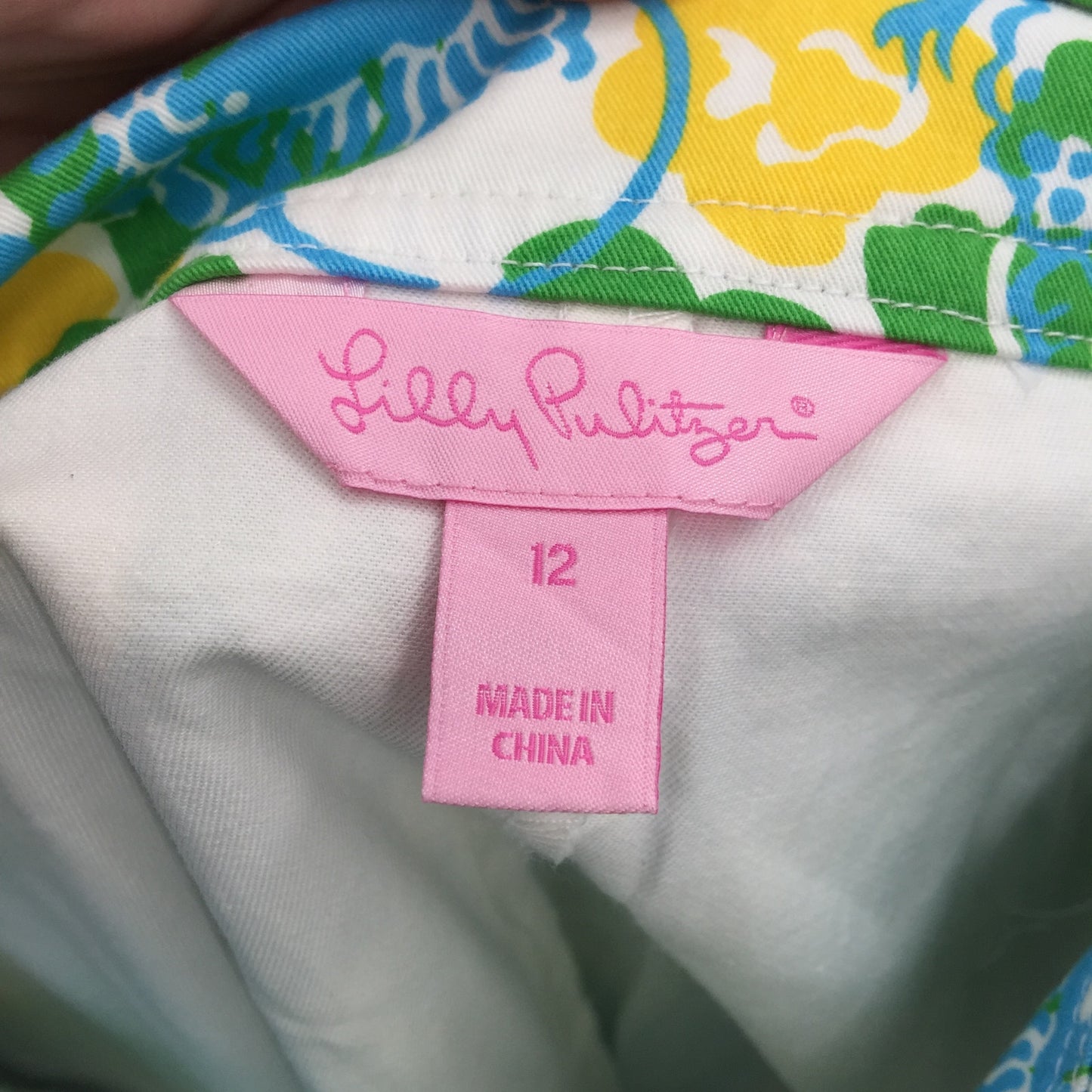 Lilly Pulitzer Skort Size 12 Lion Print Blue green yellow floral Shorts under