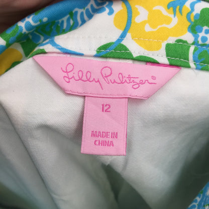 Lilly Pulitzer Skort Size 12 Lion Print Blue green yellow floral Shorts under