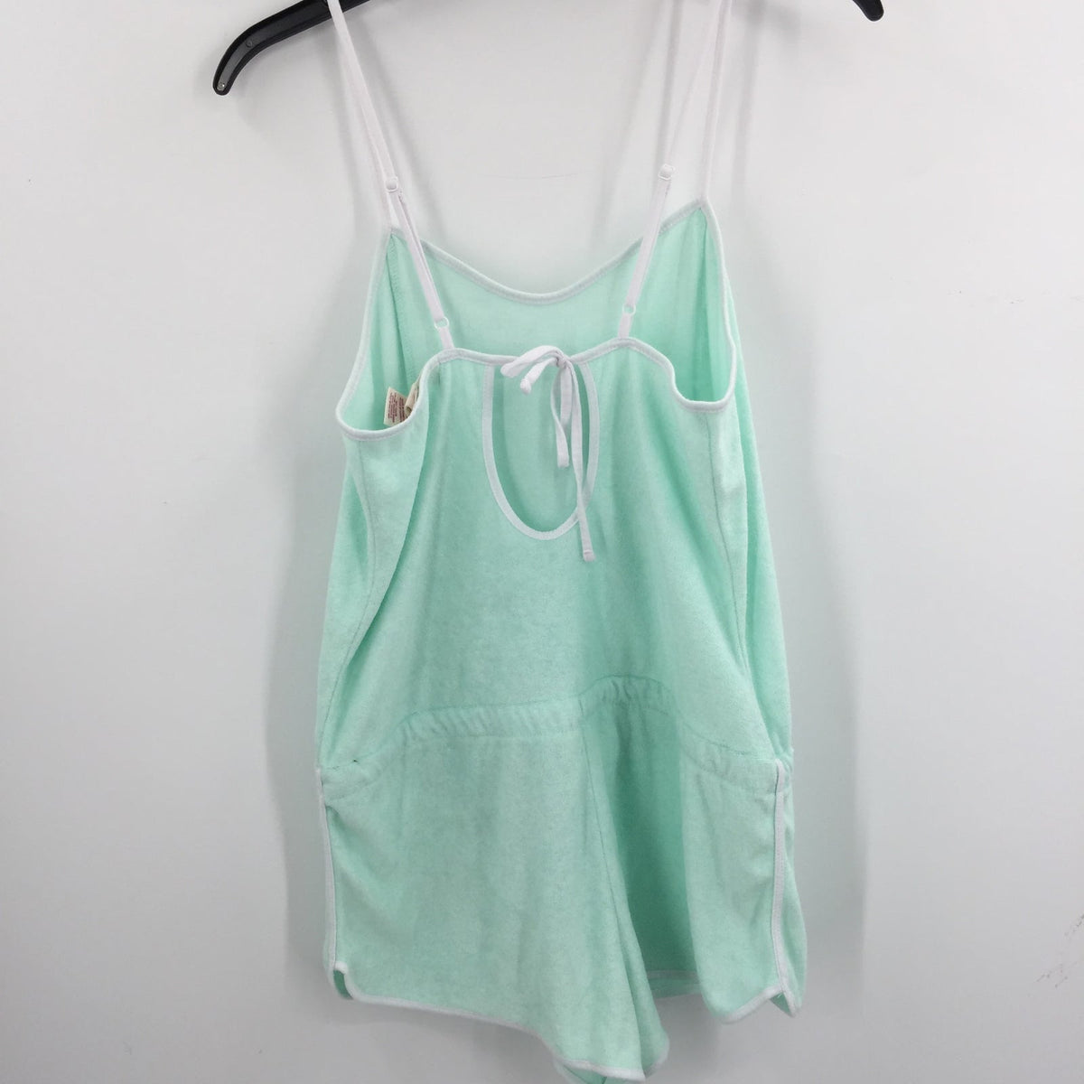 OP. Romper Adjustable Straps Bow Front Sleeveless Square Neck Green Size Small