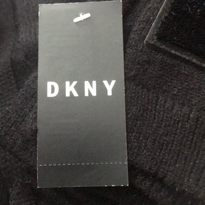 DKNY Black Logo Velvet Flocked Flat Knit Scarf wrap shawl NEW