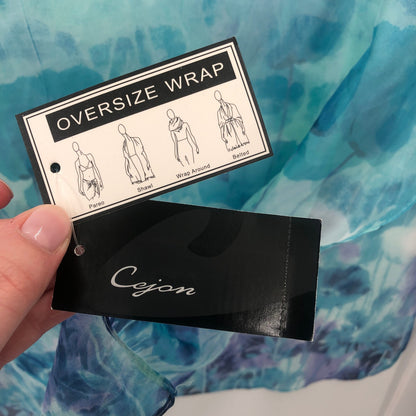 Cajon Women's P0171 Oversize Wrap Scarf Floral Polyester Turquoise One Size NWT