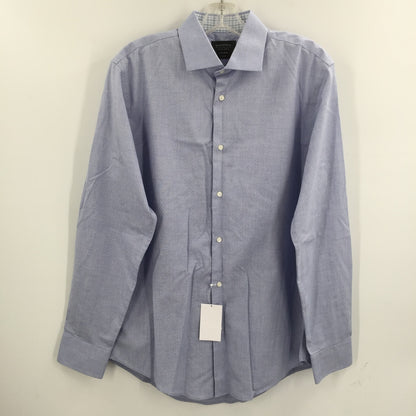 NORDSTROM  Neck 16" Trim Fit Non-Iron Dress Shirt blue White Subtle dot Med Wash