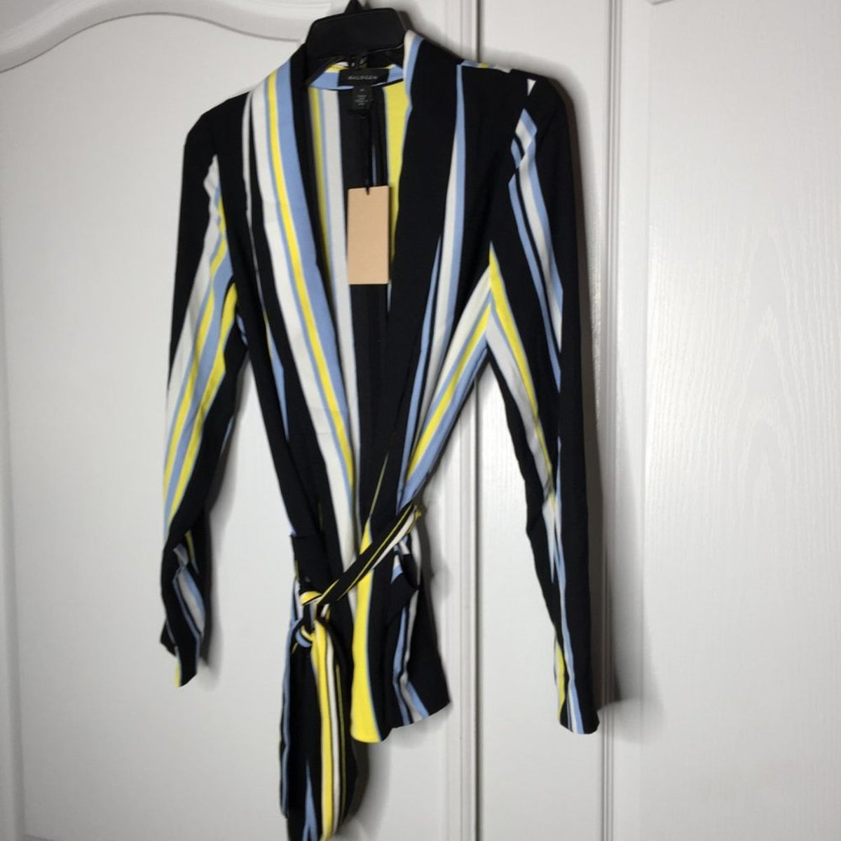 Halogen Soft Tie Waist Jacket Striped Pockets Lucinda extra small career XS