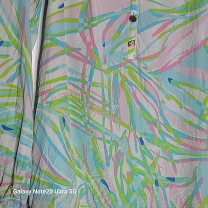 Lilly Pulitzer Size XXS extra small 100% Silk Blouse Top Shirt Elsa Pink Teal