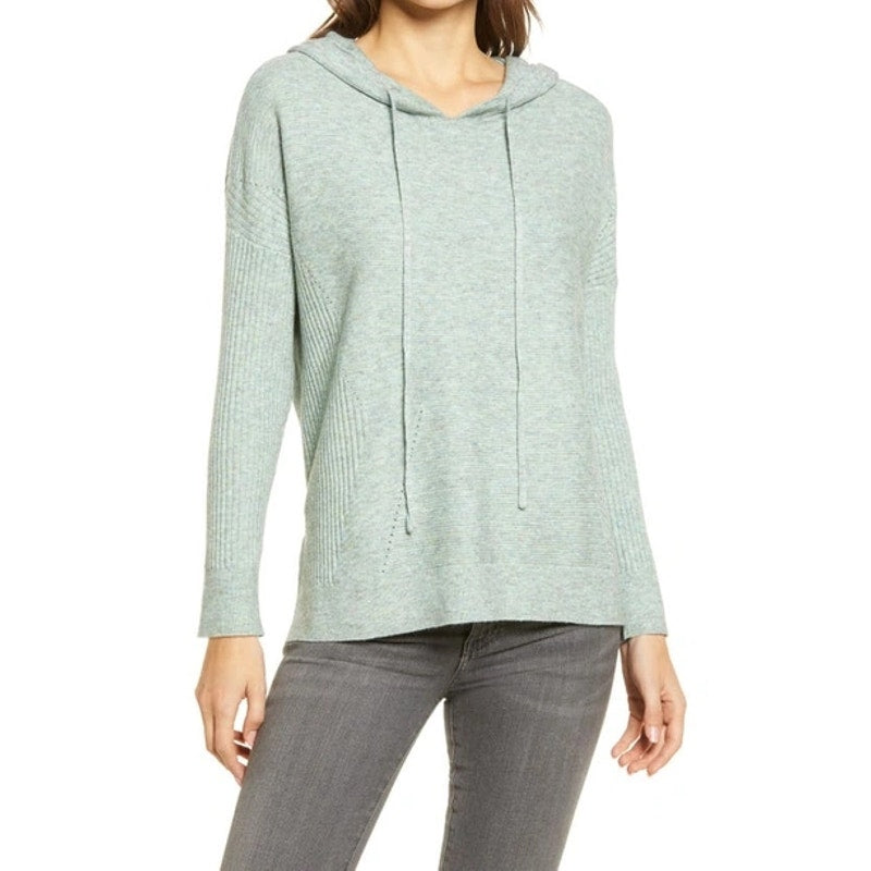 Wit & Wisdom Sweater Small Cactus Water Green NEW Hoodie Hi-Low Hem Oversize