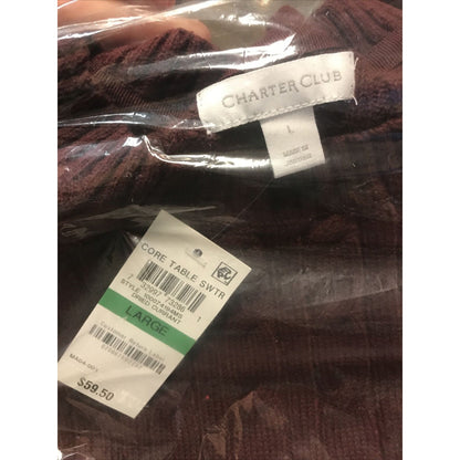 Charter Club Winter Casual Dried Currant Button Trim Long Sleeve Sweater Large