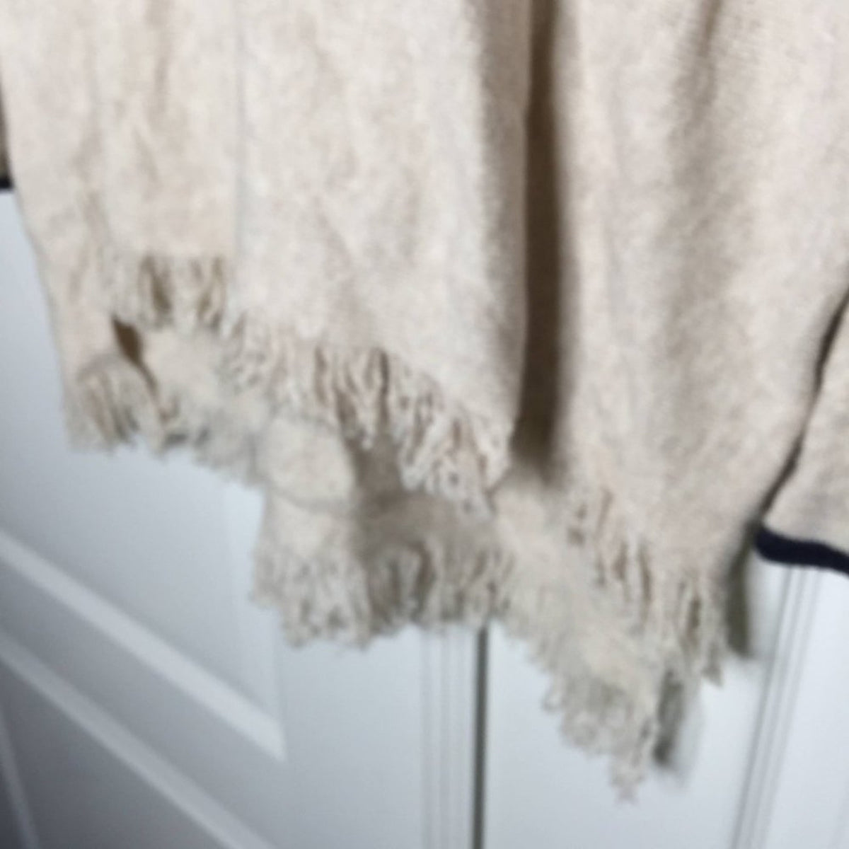 Nic+zoe East Fringe Hem Long Sleeves Pullover Sweater Neutral Petite Medium NEW