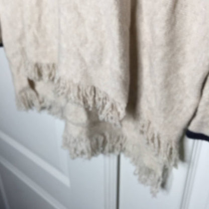 Nic+zoe East Fringe Hem Long Sleeves Pullover Sweater Neutral Petite Medium NEW