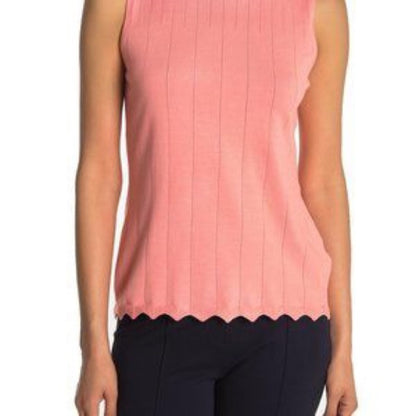 Devotion by Cyrus Pointelle Scallop Trim Tank XS