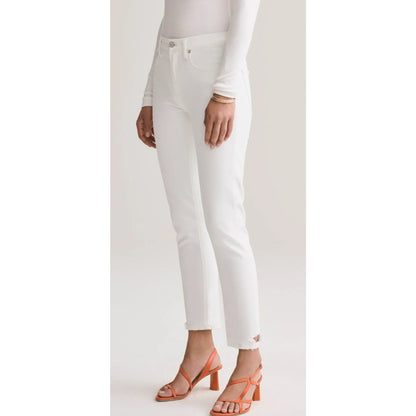 Agolde Toni Mid Rise Chewed Hem Straight Soft Denim Jeans Size 25 in Glowed NWT