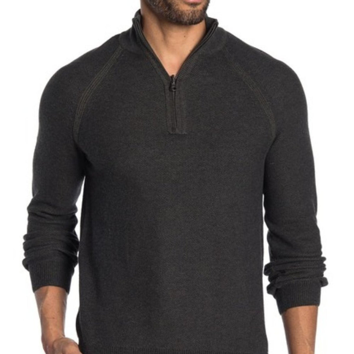 Tailor Vintage Mens Reversible Long Sleeve 1/4 Zip Knit Pullover Mock Neck Shirt