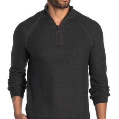 Tailor Vintage Mens Reversible Long Sleeve 1/4 Zip Knit Pullover Mock Neck Shirt