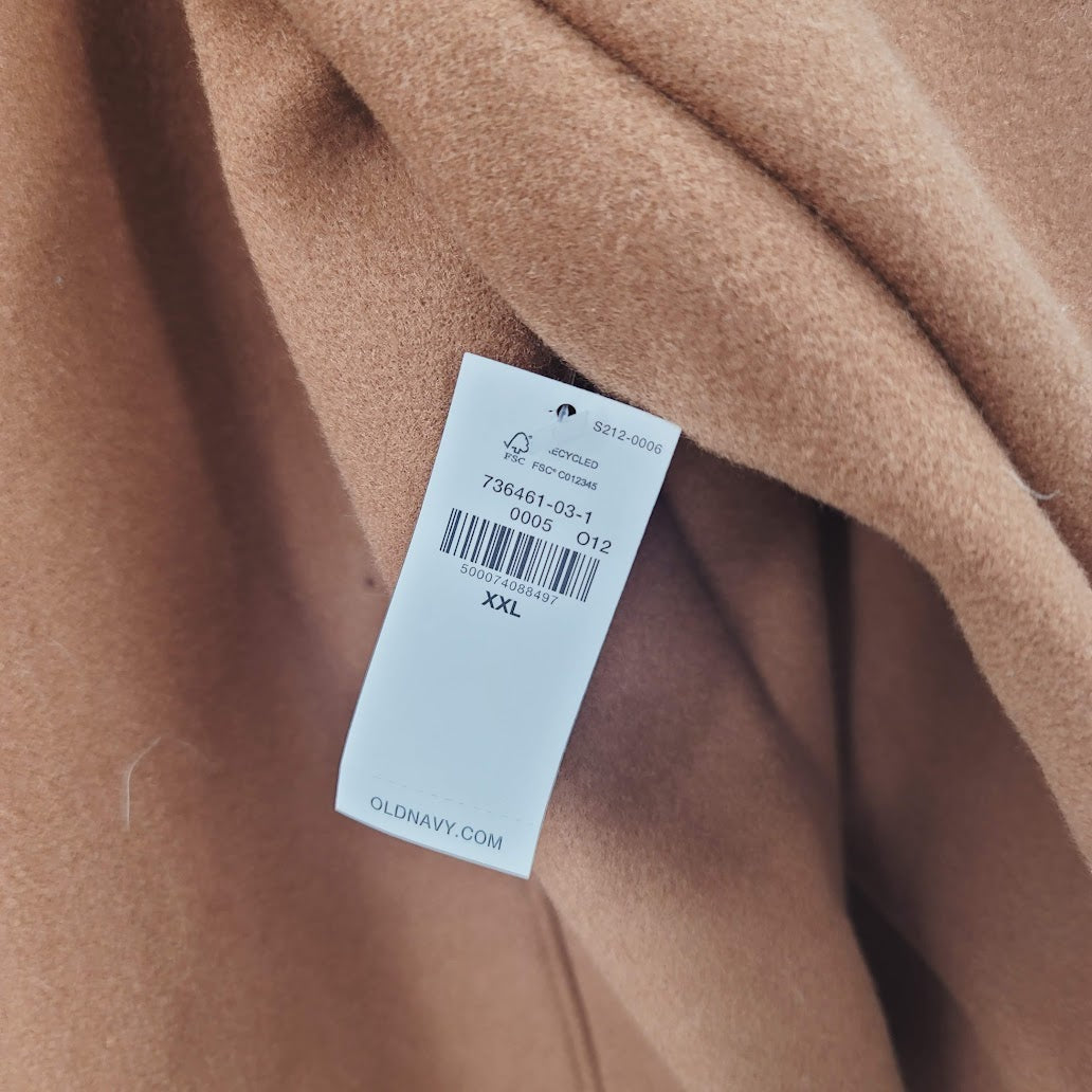 Old Navy NEW Size XXL Brown Sherpa Faux Fleece Collar button Up coat jacket