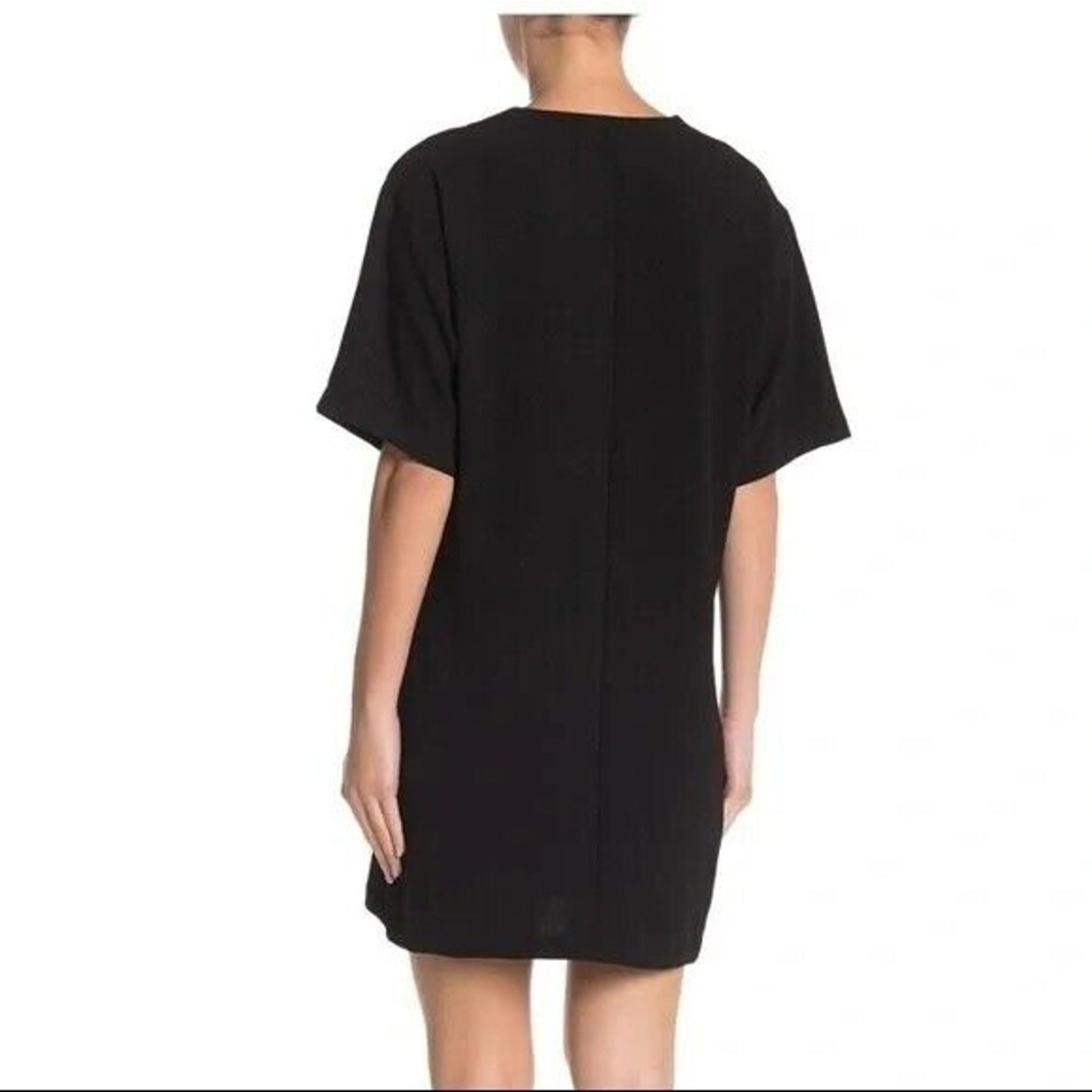Bobeau Short Sleeve V-Neck Faux Wrap Mini Dress Sz XS / Extra Small Black NWT