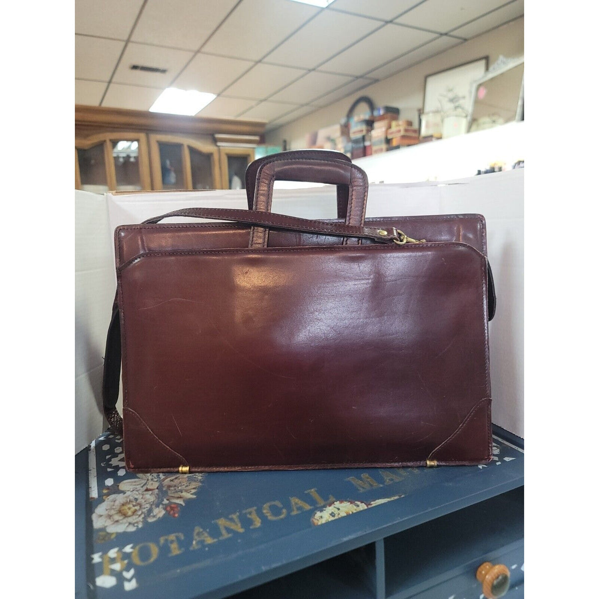 Vintage Schlesinger Brothers Case Setter Burgundy Saddle Leather Bag Briefcase
